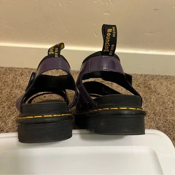 Dr. Doc Martens Blaire Women's Leather Strap Sandals Purple Patent Leather Sz 8 - Picture 6 of 7